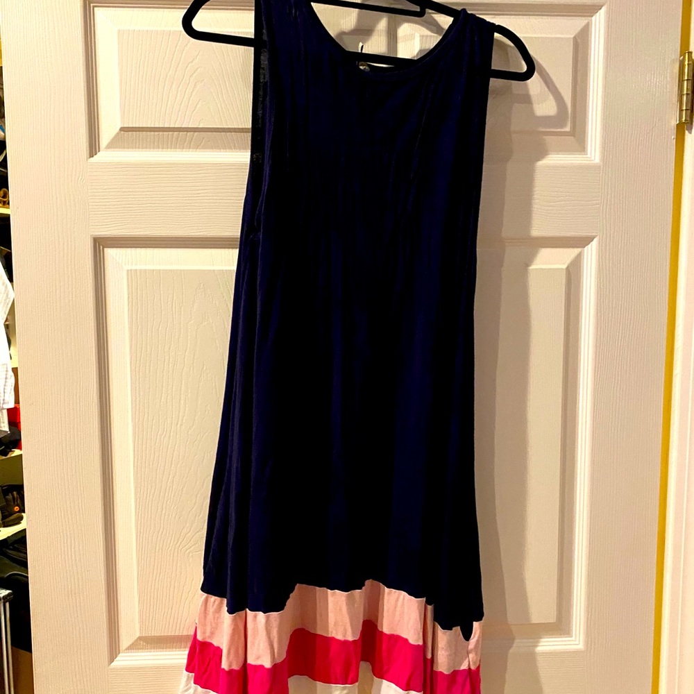 Navy blue and pink tank dress